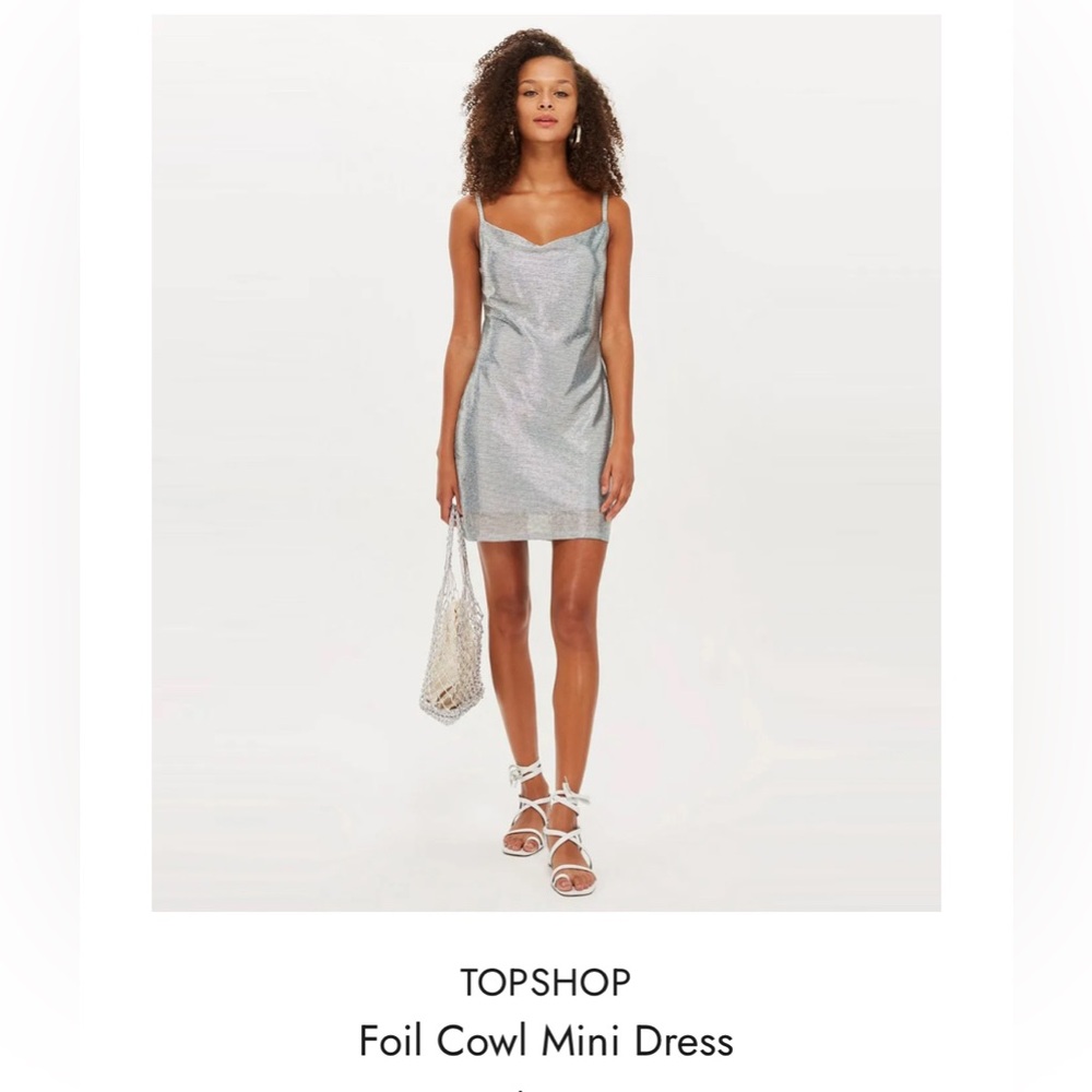 TOPSHOP Foil Cowl Mini Dress SIZE us2